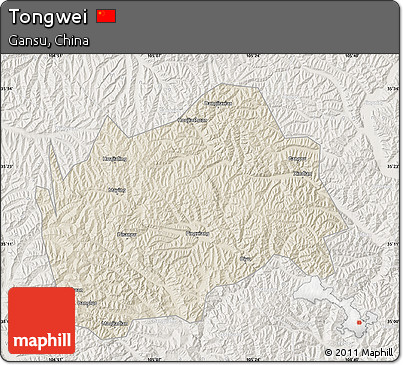 Shaded Relief Map of Tongwei, lighten