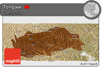 Physical Panoramic Map of Tongwei, satellite outside