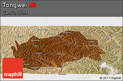 Physical Panoramic Map of Tongwei, satellite outside