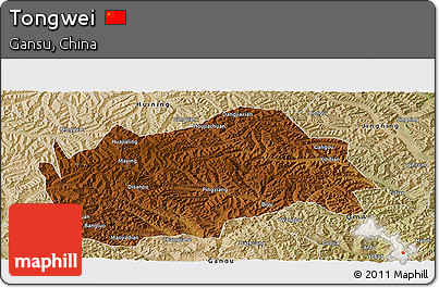 Physical Panoramic Map of Tongwei, satellite outside