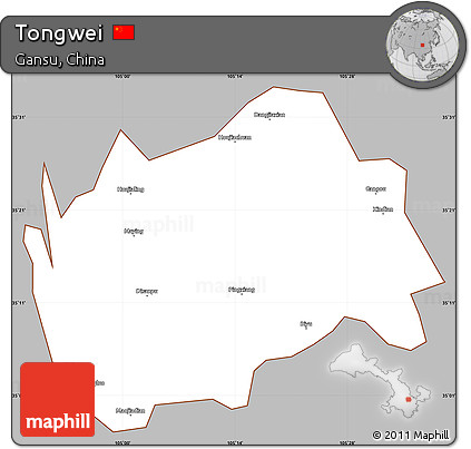Gray Simple Map of Tongwei, cropped outside