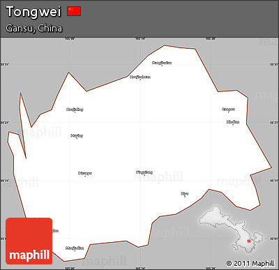 Gray Simple Map of Tongwei, cropped outside