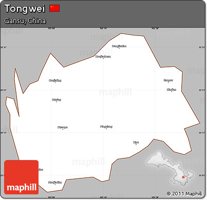 Gray Simple Map of Tongwei, cropped outside