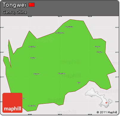 Political Simple Map of Tongwei, cropped outside