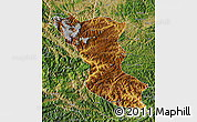 Physical Map of Wudu, satellite outside
