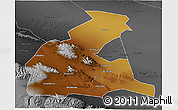 Physical 3D Map of Yongchang, darken, desaturated