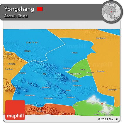 Political 3D Map of Yongchang