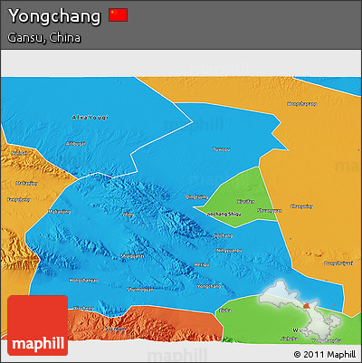 Political 3D Map of Yongchang