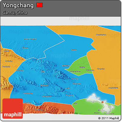 Political 3D Map of Yongchang