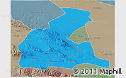Political 3D Map of Yongchang, semi-desaturated