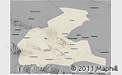 Shaded Relief 3D Map of Yongchang, darken, desaturated