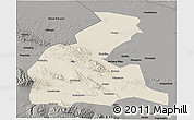 Shaded Relief 3D Map of Yongchang, darken, semi-desaturated