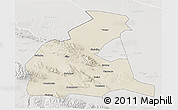 Shaded Relief 3D Map of Yongchang, lighten, semi-desaturated