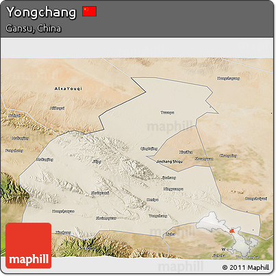 Shaded Relief 3D Map of Yongchang, satellite outside