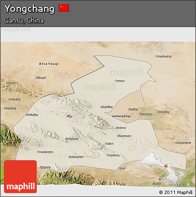 Shaded Relief 3D Map of Yongchang, satellite outside