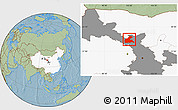Savanna Style Location Map of Yongchang, highlighted country, highlighted parent region, hill shading