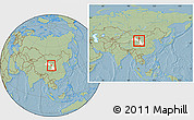 Savanna Style Location Map of Yongchang, highlighted parent region, within the entire country, hill shading