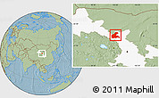 Savanna Style Location Map of Yongchang, highlighted parent region, hill shading