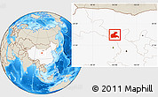 Shaded Relief Location Map of Yongchang, highlighted country