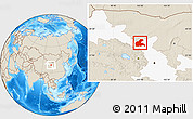 Shaded Relief Location Map of Yongchang, highlighted parent region