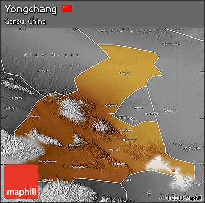 Physical Map of Yongchang, desaturated