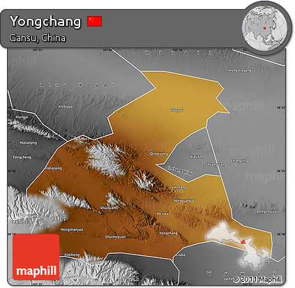 Physical Map of Yongchang, desaturated