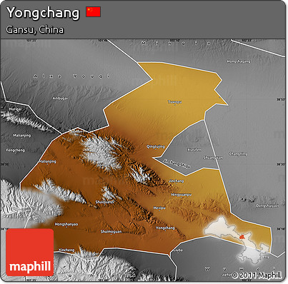 Physical Map of Yongchang, desaturated