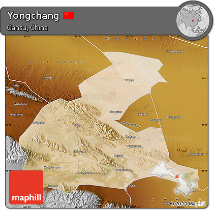 Satellite Map of Yongchang, physical outside