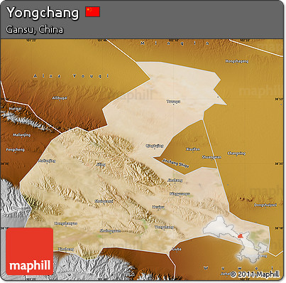 Satellite Map of Yongchang, physical outside