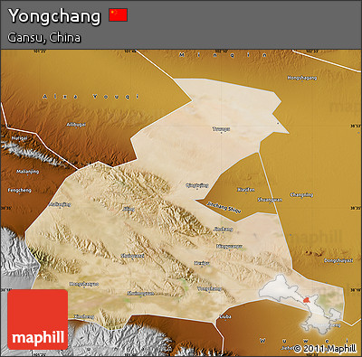 Satellite Map of Yongchang, physical outside