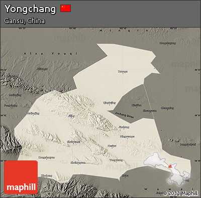 Shaded Relief Map of Yongchang, darken