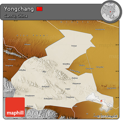 Shaded Relief Map of Yongchang, physical outside