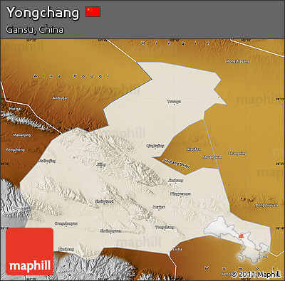 Shaded Relief Map of Yongchang, physical outside