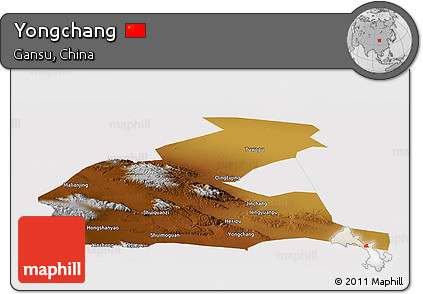 Physical Panoramic Map of Yongchang, cropped outside