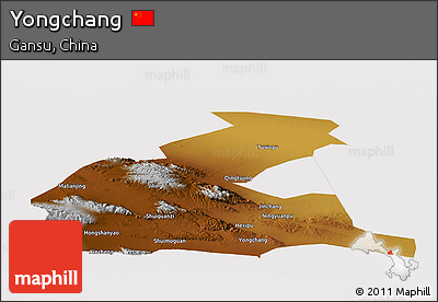 Physical Panoramic Map of Yongchang, cropped outside