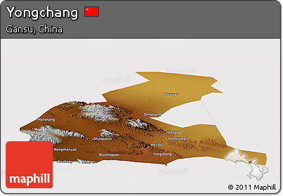 Physical Panoramic Map of Yongchang, cropped outside