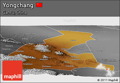 Physical Panoramic Map of Yongchang, desaturated