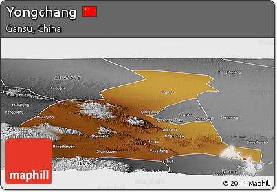 Physical Panoramic Map of Yongchang, desaturated