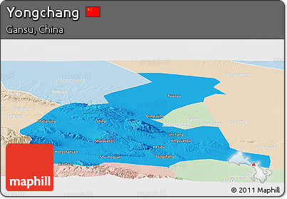 Political Panoramic Map of Yongchang, lighten
