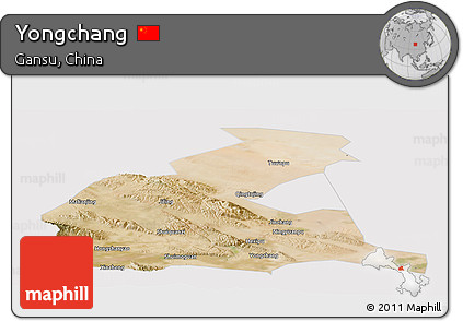 Satellite Panoramic Map of Yongchang, cropped outside