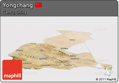 Satellite Panoramic Map of Yongchang, cropped outside