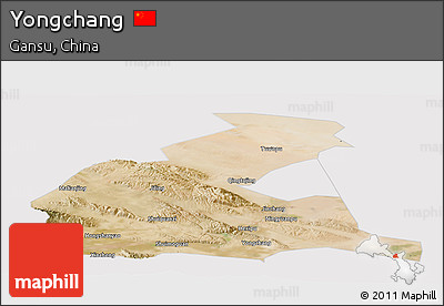 Satellite Panoramic Map of Yongchang, cropped outside