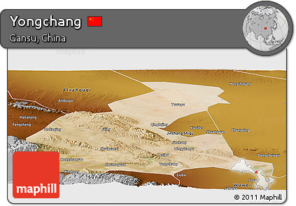 Satellite Panoramic Map of Yongchang, physical outside