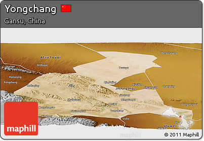 Satellite Panoramic Map of Yongchang, physical outside