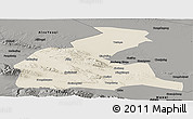 Shaded Relief Panoramic Map of Yongchang, darken, semi-desaturated