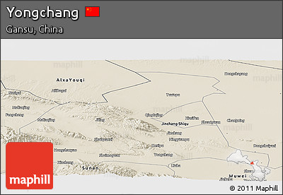 Shaded Relief Panoramic Map of Yongchang