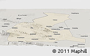 Shaded Relief Panoramic Map of Yongchang, semi-desaturated