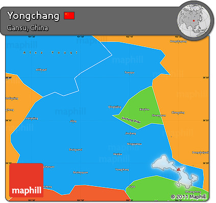 Political Simple Map of Yongchang