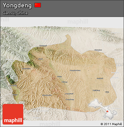 Satellite 3D Map of Yongdeng, lighten