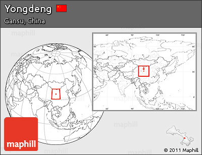 Blank Location Map of Yongdeng, within the entire country